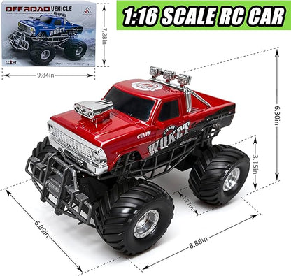 Highspeed Entry Level red rc Monster Truck with Light Spray 2.4GHz Upright 360 Rotate 4WD Monster Trucks rc Cars 20+ KM/H Monster Trucks 70min (Max) RuntimeEaster Birthday Gift Toddler Toys 8-12