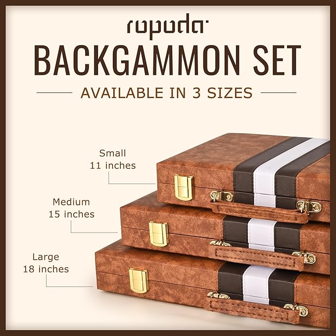 ropoda Backgammon Board Game Set (18 Inches) for Adults and KidsClassic Board Strategy GamePortable and Travel Backgammon Set with Premium Leather CaseBest Strategy &amp Tip Guid