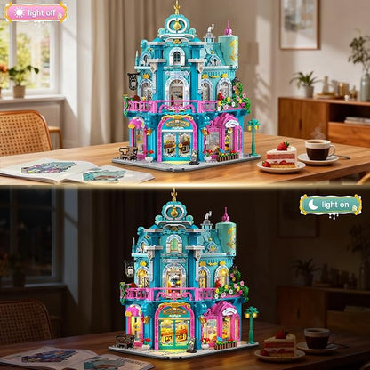 Castle Dairy Bakery Store Building Set with Light Easter 1689 PCS City House Building Block Toy with Milk Cake Bread Home Decor Construction Model Kit for Adults Kids Boys Girls Ages 12+