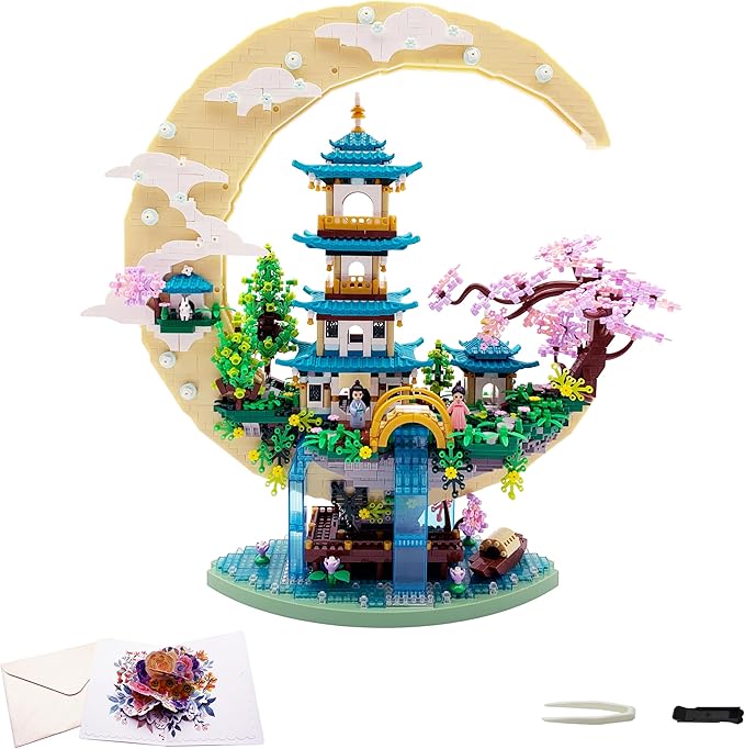4288 PCS Cherry Blossom Tree Building Set for Adults TeensChinese Moon Palace Architecture ModelMicro Japanese Sakura Tree House Mini Cherry Bonsai Tree Bricks Creative Gift for Kids 14+