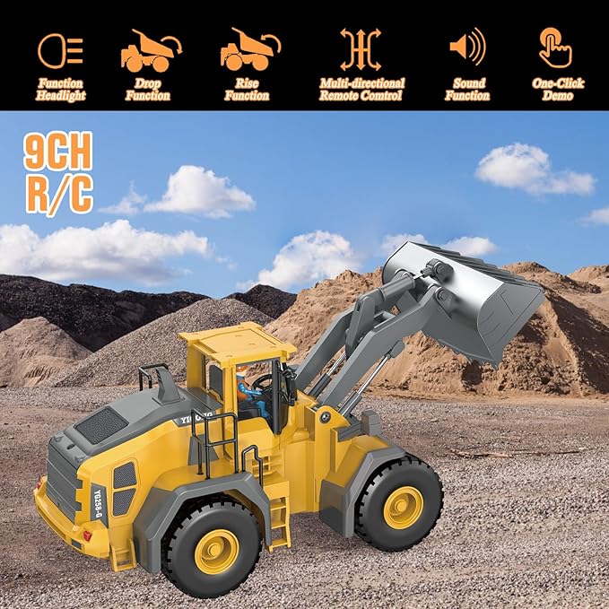 Remote Control Bulldozer 11 Channel Rc Bulldozer Construction Toys - W/Sound and Light Two Rechargeable Batteries Kids Bulldozers Toy Christmas &amp Birthday Gifts