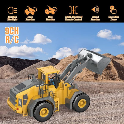 Remote Control Bulldozer 11 Channel Rc Bulldozer Construction Toys - W/Sound and Light Two Rechargeable Batteries Kids Bulldozers Toy Christmas &amp Birthday Gifts