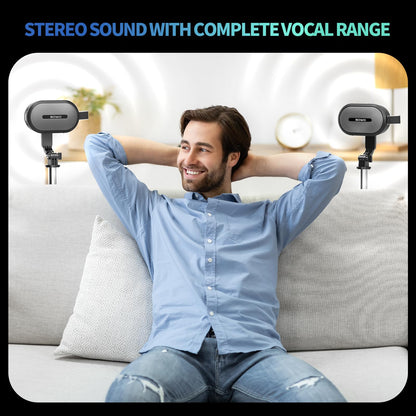 SOWO Wireless Dual Bluetooth Speakers Set, Adjustable Stands 2Pcs, High-Fidelity Stereo Sound, Smart Pairing Sync, Surround Sound with Portable Lightweight Case for Home, Travel, Party, Birthday