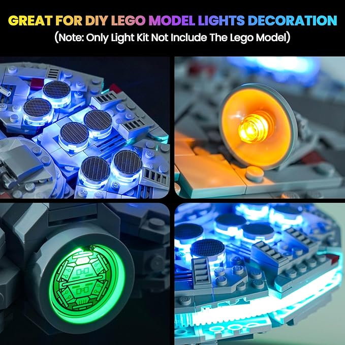 Upgraded Led Light Kit Compatible with Lego New Hope Millennium Falcon Building Set Lights Decoration Compatible with Lego 75375 Best Gifts for Adults (Model Not Included)