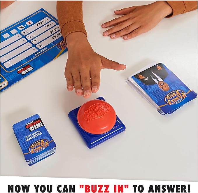Spin Master Family Feud Big Buzzer Game Amazon Exclusive “Buzz in” with The Electronic Buzzer Board Game for Hilarious Family Fun Ages 8 and up