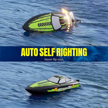 volantexrc RC Remote Control Boat for Pool2.4Ghz Control RC Boats for Adults Lake Electric Boat with Water Cooling System 2Rechargeable Batteries (Green)