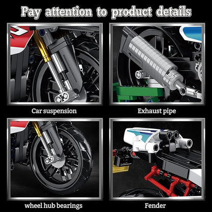912PCS Motorcycle Building Block Set for Adults Compatible with Lego 1000 RR MOC Model Collectible Toys Gifts for Teens Boys Kids