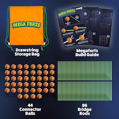 KiddyPlay Mega Forts - 130 Piece Fort Building Kit For Kids - Glow in the Dark DIY Fort Making Kit - Build a Fort Building Kit - STEM Building Toys For Kids