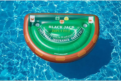 Swimline Inflatable Blackjack Game Table Raft with Waterproof Cards Green/Brown 60/40/12