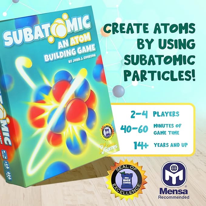 Subatomic: an Atom Building Game (2nd Edition) | A Chemistry Game About Elements Protons Neutrons and Electrons | Educational Science Board Games for Teens Adults Classrooms Schools and Family