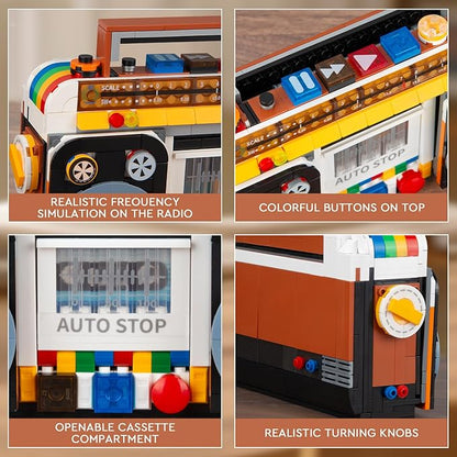 Retro Radio Classic Series Building Blocks Set Collectible Vintage Music Player Display Mini Model Kit Creative Gift Toys for Adults Teens 14+ (554 Pieces)