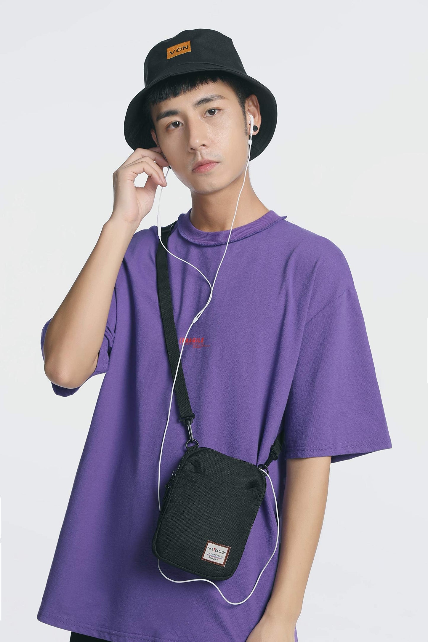 Small Crossbody Shoulder Bag for Men, Mini Messenger Bag for Cell Phone Travel Outdoor Hiking , Neck Pouch Passport Wallet with Adjustable and Removable Strap