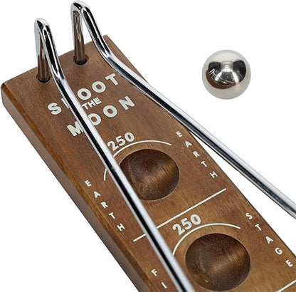 WE Games Shoot The Moon Game Large 17.5 inch Size Walnut Wood Stain Retro Games for Adults Classic Table Top Board Game