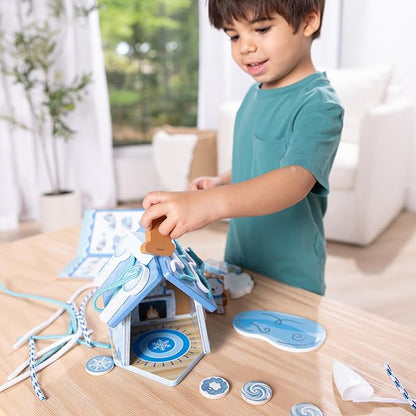 Melissa &amp Doug Winter Frost Wooden Gingerbread House Play Set for Boys and Girls 3+