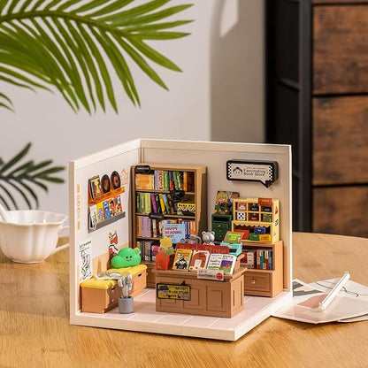 Rolife LED Building Blocks for Adults1:24 Toy Building SetsModel Building Kits for Kids Ages 8-12-15DIY Miniature Dollhouse Kits for AdultsHobbies for Women Men (3.Fascinating Book Store)