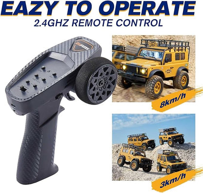 EAZYRC FMS 1/24 FCX24M RC Crawler RTR Land Rover Series with Licensed 1/24 RC Truck 4X4 Mini RC car with Lighting 2.4Ghz Remote ControlBattery (Discovery)