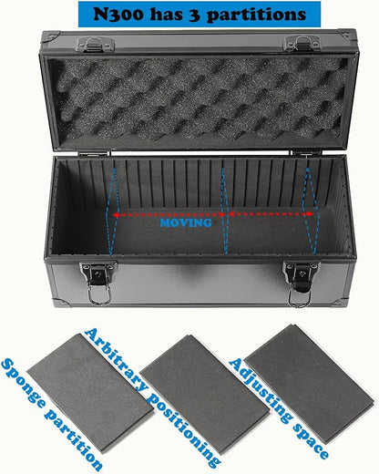 Toploaders Storage Box for 3 x 4 35pt Rigid Cards Trading &amp Sports Cards Graded &amp Rating Cards with 3 DIY Sponge Partitions (Holds 300+ Toploaders (N300-Black)