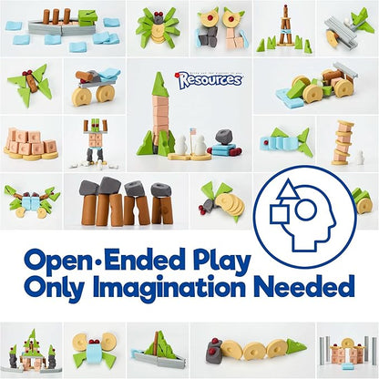 Taksa Toys Creative Unique Building Stem Toys for Kids Ages 4 5 6 7+ Educational Blocks Resources for Learning Open-Ended Montessori Toys for Girls Boys Fine Motor Skills Reggio Emilia Toys 72 Pcs