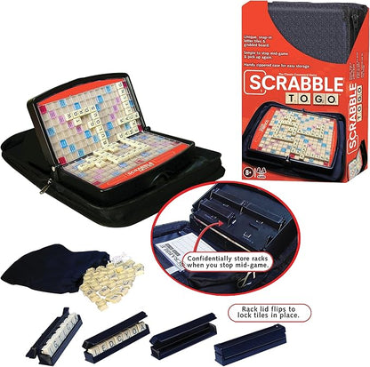 Scrabble to Go by Winning Moves Games USA a Travel Version of The World's Favorite Word Game for 2 to 4 Players Ages 8+ (1202)