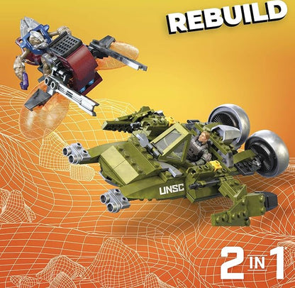 MEGA Halo Infinite Toy Building Set UNSC Wasp Onslaught Aircraft with 406 Pieces 4 Poseable Action Figures and Accessories for Collectors