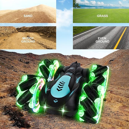 Gesture Sensing RC Stunt Car with Light 2.4G 4WD Hand Controlled Gravity Remote Control Car Toy with 360° Flips Car for Boys Age 6 and Up Blue