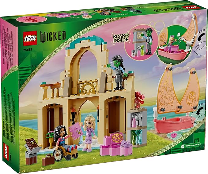 LEGO Wicked Glinda Elphaba and Nessarose at Shiz University Building Kit for Kids with Toy Boat and Dolls Gift for Girls and Boys from 7 Years Who Love Dollhouses 75681