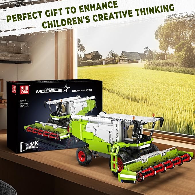 Mould King 17014 Wheat Harvester Building Blocks Set Tractor Truck Building Kit with Motor Farm Truck Construction Vehicles Toys DIY Assembly STEM Car Model for Adults (1265 PCS)