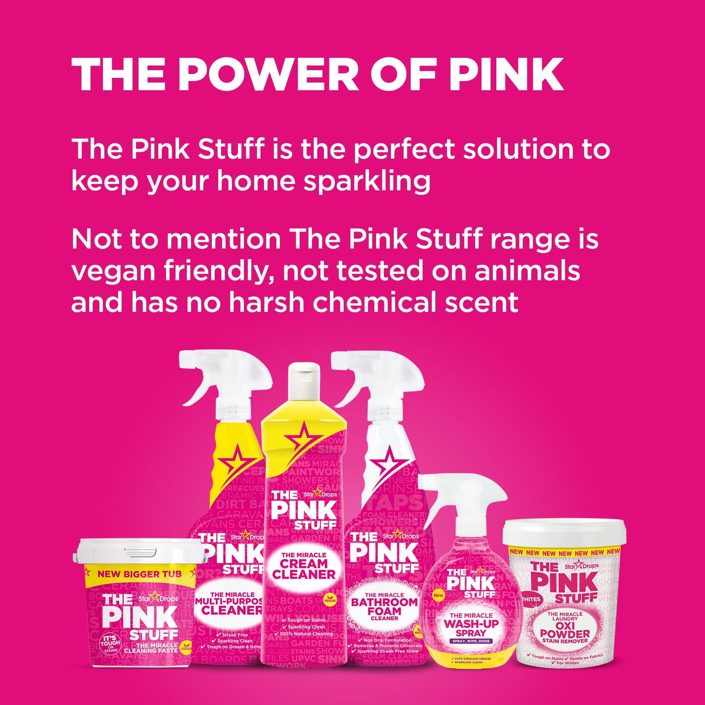 The Pink Stuff Miracle Bathroom Foam Cleaner (750ml) - Vegan Friendly - Spray & Wipe to Clean Dirt, Grime and Limescale in Your Bathroom