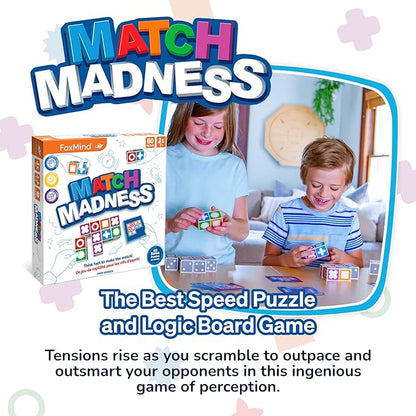 FoxMind Match Madness Board Game Visual Recognition Matching Board Game Family Puzzle Game to Develop Kids Problem Solving Skills