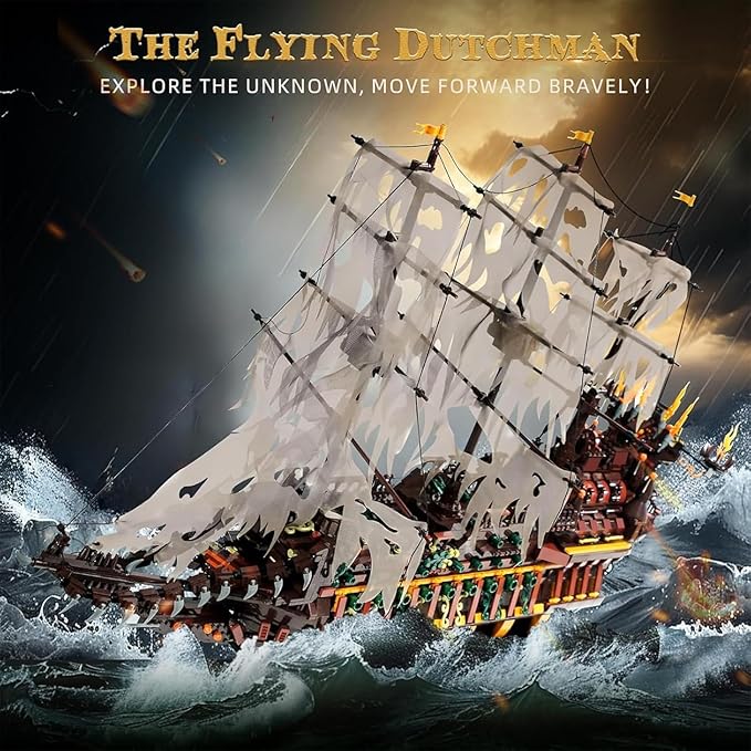 Mould King Large Pirates Ship Model Building Blocks Kits MOC Dutchman Building Block Pirate Ship Construction Set to Build Toys Gift for Age 14+/Adult Collections Enthusiasts (4364+Pieces)