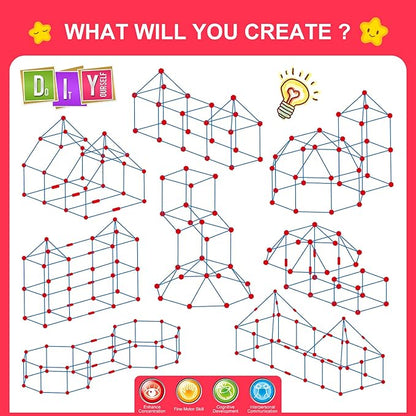 Fort Building Kit for KidsSTEM Construction Toys Christmas &amp Birthday Gift for 4 5 6 7 8 9 10 11 12 Years Old Boys and GirlsUltimate Creative Set for Indoor &amp Outdoors Activity140 PcsOrig