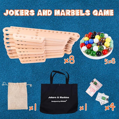 Jokers and Marbles Board GameReal Beech Wooden Marble Game for 2-8 PlayerBest Family Board Game for Game NightsHolidays and Casual Social Gatherings