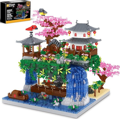 Kitoyz Cherry Blossom Bonsai Tree Building Set Chinese Architecture of Peach Blossom Micro Mini Building Blocks Set Japanese Sakura Tree House Building Kit for Kids Adults (3220 PCS)