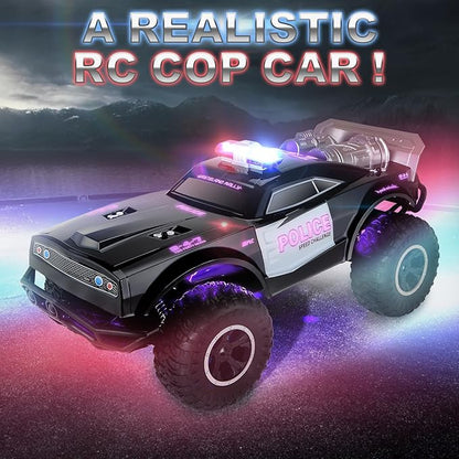 Carox Large Remote Control Police Car Toy with Lights and Sirens for Boys 1:8 Cop Car with Three Rechargeable Battery Durable RC Police Truck for Kids 4 Years and Up A Surprising