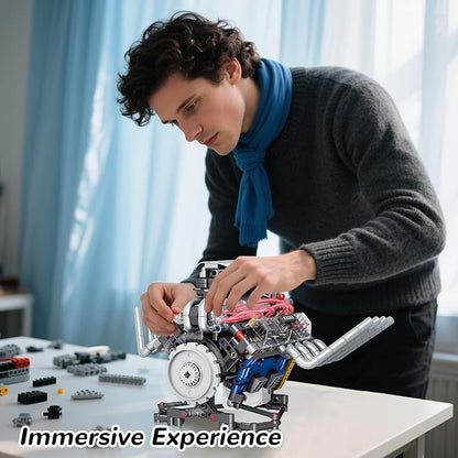 Mini V8 Engine Kit that Runs Building Set Technic Model with Motor Light &amp APP Control Mechanic Engineering Collectible for Adults Boys 14 Years &amp Up