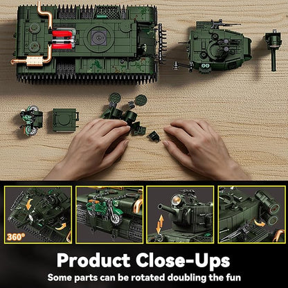 WW2 Army Tank Building Set KV-2 Heavy Military Vehicles Collectible KV2 Model for Boys &amp Adults