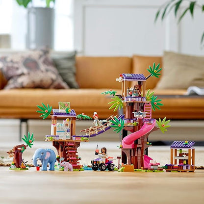 LEGO Friends Jungle Rescue Base 41424 Building Toy for Kids Animal Rescue Kit That Includes a Jungle Tree House and 2 Elephant Figures for Adventure Fun (648 Pieces)