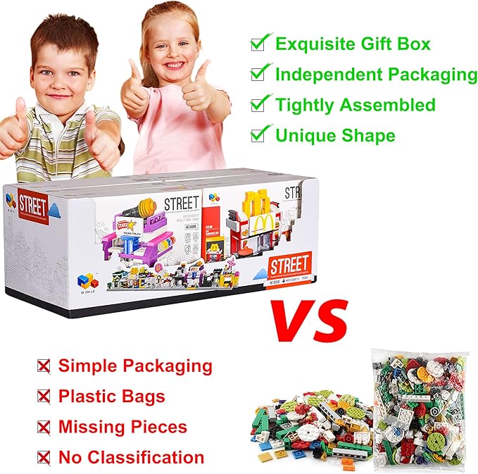 8 Packs Mini City Shop Street View Building Blocks KitMOC Construction Creative Educational Kit with Hair Salon &amp Café StoreGirls Boys Dream Toy SetChristmas Birthday Party Favors for Kids