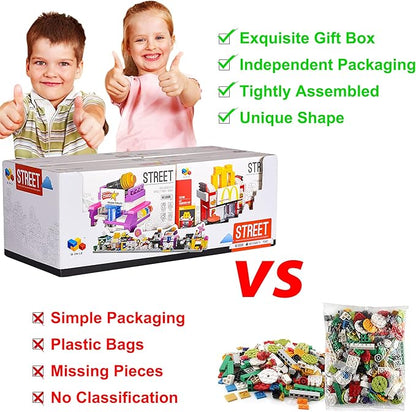 8 Packs Mini City Shop Street View Building Blocks KitMOC Construction Creative Educational Kit with Hair Salon &amp Café StoreGirls Boys Dream Toy SetChristmas Birthday Party Favors for Kids