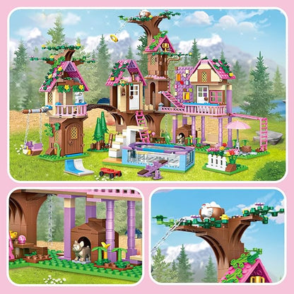Tree House Building Set Compatible with Lego Friends 1050 PCS Forest House Building Kit Birthday Gift for Kids Girls Age 6-12 Years（7682）