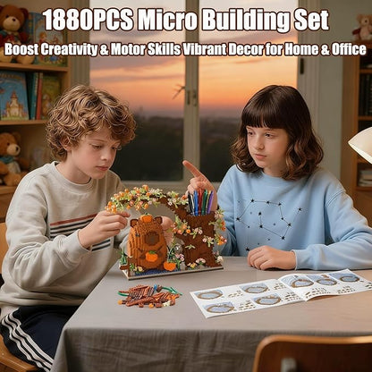 Capybara Building Blocks Set -1880PCS Cute Animals &amp Flowers Building Bricks Kit Kawaii Capybara Gifts Toy for Kids Age 8+ Capybara Stuff Pen Holder&ampDesk Organizer Arts &ampCrafts for Boys
