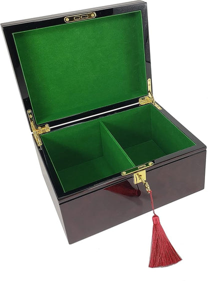 HPL Large High Gloss Cherry and Burlwood Color Locking Chess Storage Box for up to 4 3/4 inch Men Set