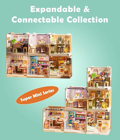 Tiny Convenience Store Miniature Kit DIY Mini Mart Building Set with Goods Creative Room Decor &amp Collectible Gift for Teens and Adults