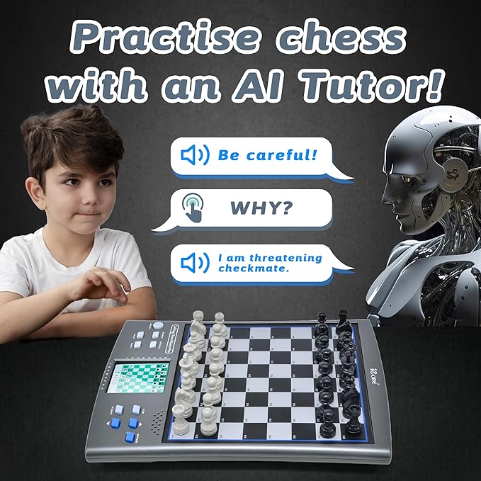 iCore Electronic Chess Set Talking Computer Chess Board 100 Preset Exercises 5 Levels 40 Famous Electronic Chess Games for Kids &amp Adults