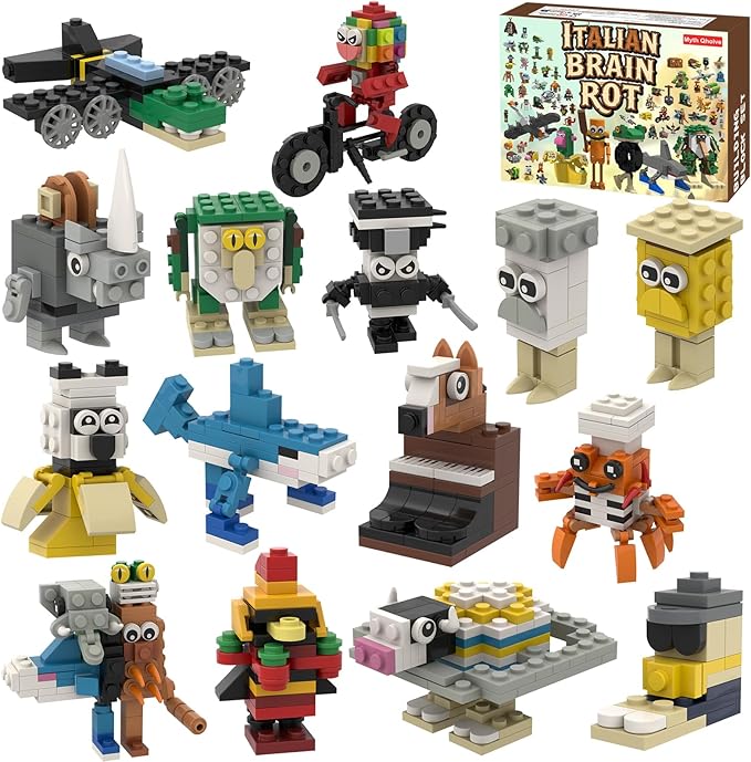 Italian Brain Rot Unique Cartoon Characters Building Blocks 16 in 1 Educational &amp Entertaining Gift Idea for Adults