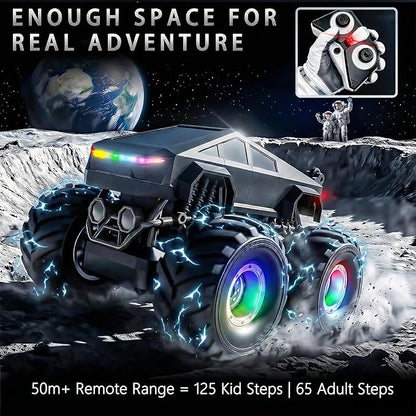 BEZGAR Cyber Truck Toy - 2.4GHz 1:20 4WD Remote Control Car for Boys 8-12 with Colorful Lights 360° Rotation - RC Car Toy for Boys Girls Age 6 7 8 9 10 Years Old Birthday Gifts(Gray)