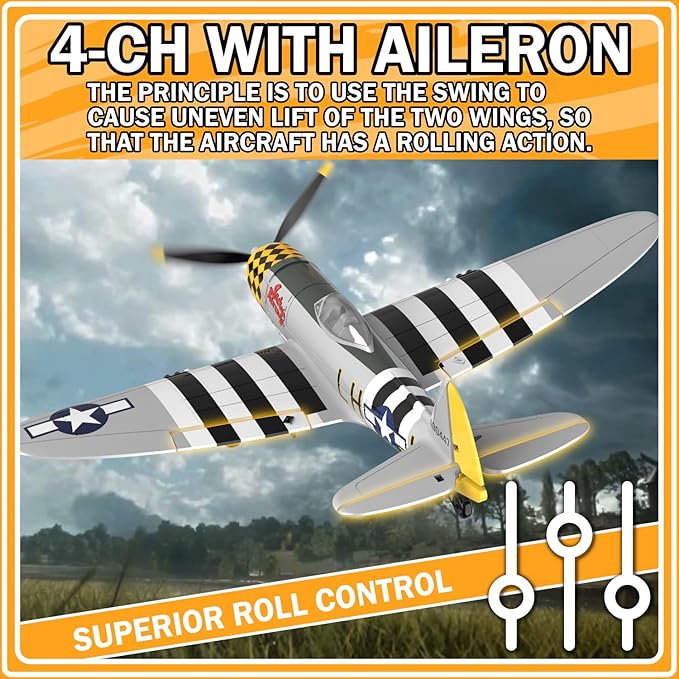 RC Plane 4-CH RC Airplane – RC Airplane Ready to Fly Upgrade P47 Thunderbolt Remote Control Airplanes for Beginners Adult with Beginners with Xpilot Stabilization System &amp One Key Aerobatic