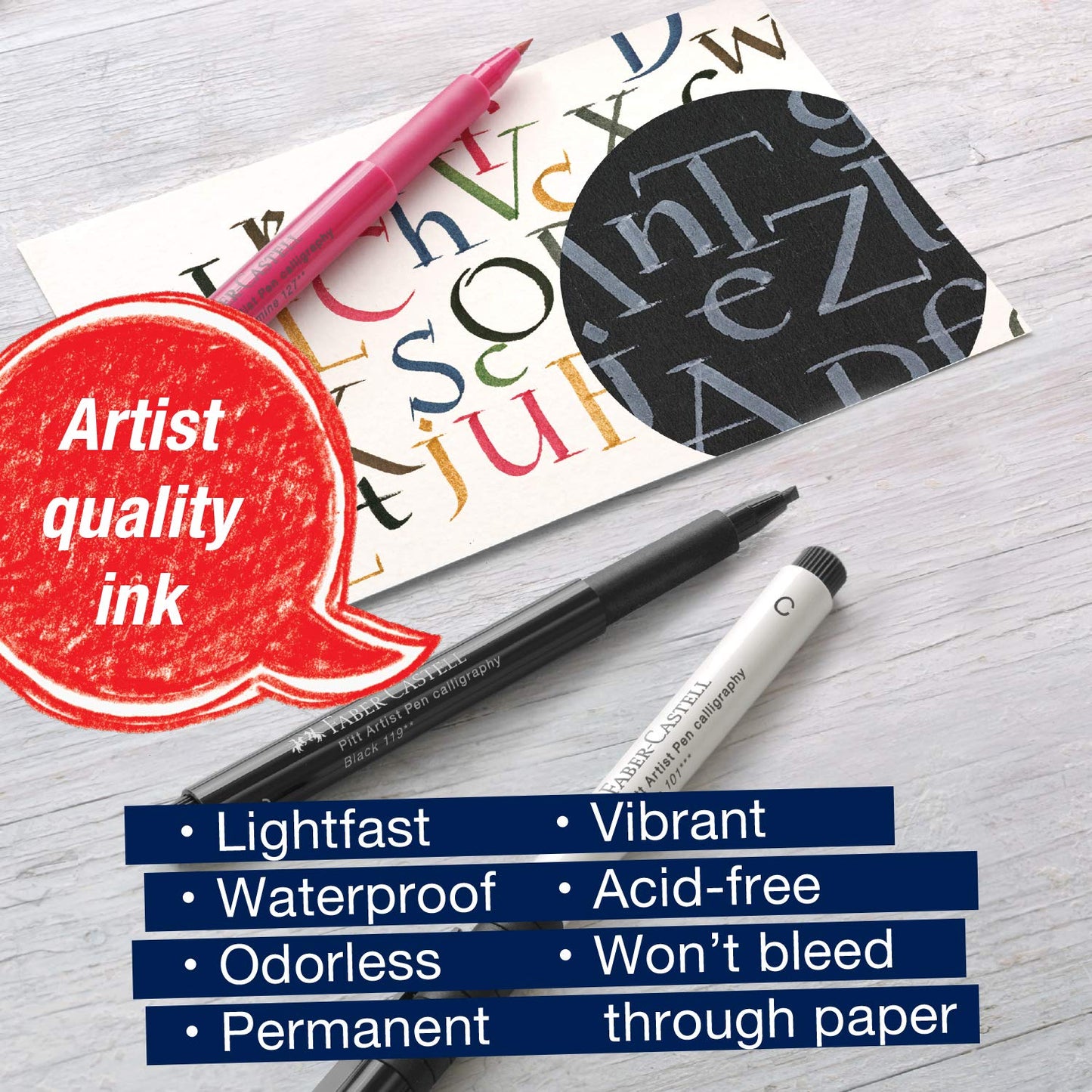 Faber-Castell Calligraphy Pitt Artist Pen Set - Multi Colored Calligraphy Pens (6 Count)
