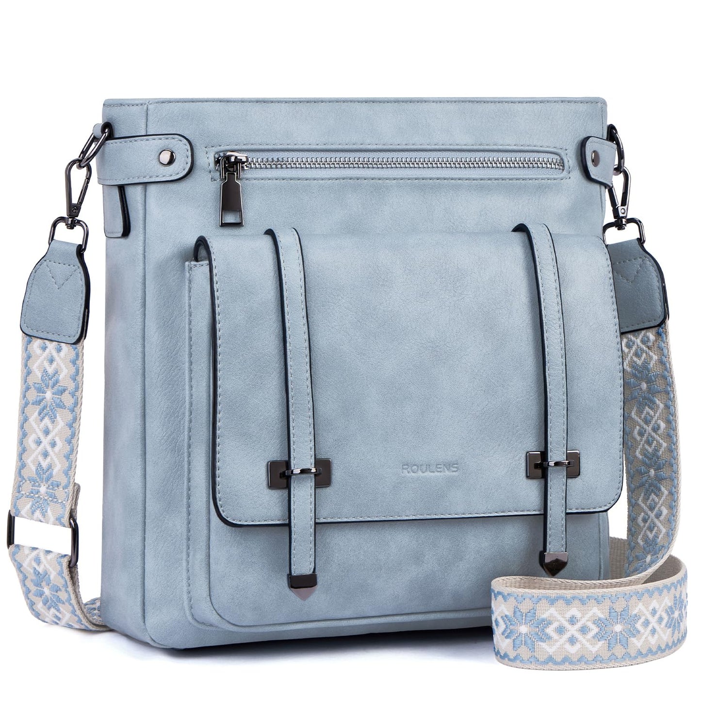 Roulens Crossbody Bags for Women,Multi Pocket Crossbody Purses Vegan Leather Shoulder Handbags Travel Purse Adjustable Strap