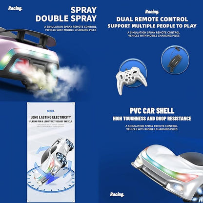 Remote Control CarGesture Sensing RC CarDrift RC Stunt Cars with Light Spray &amp Sound 2.4GHz Hobby RC Cars Toy for KidsDual Control 360° Rotate Birthday Gifts for Boys Girls 6+ (White)